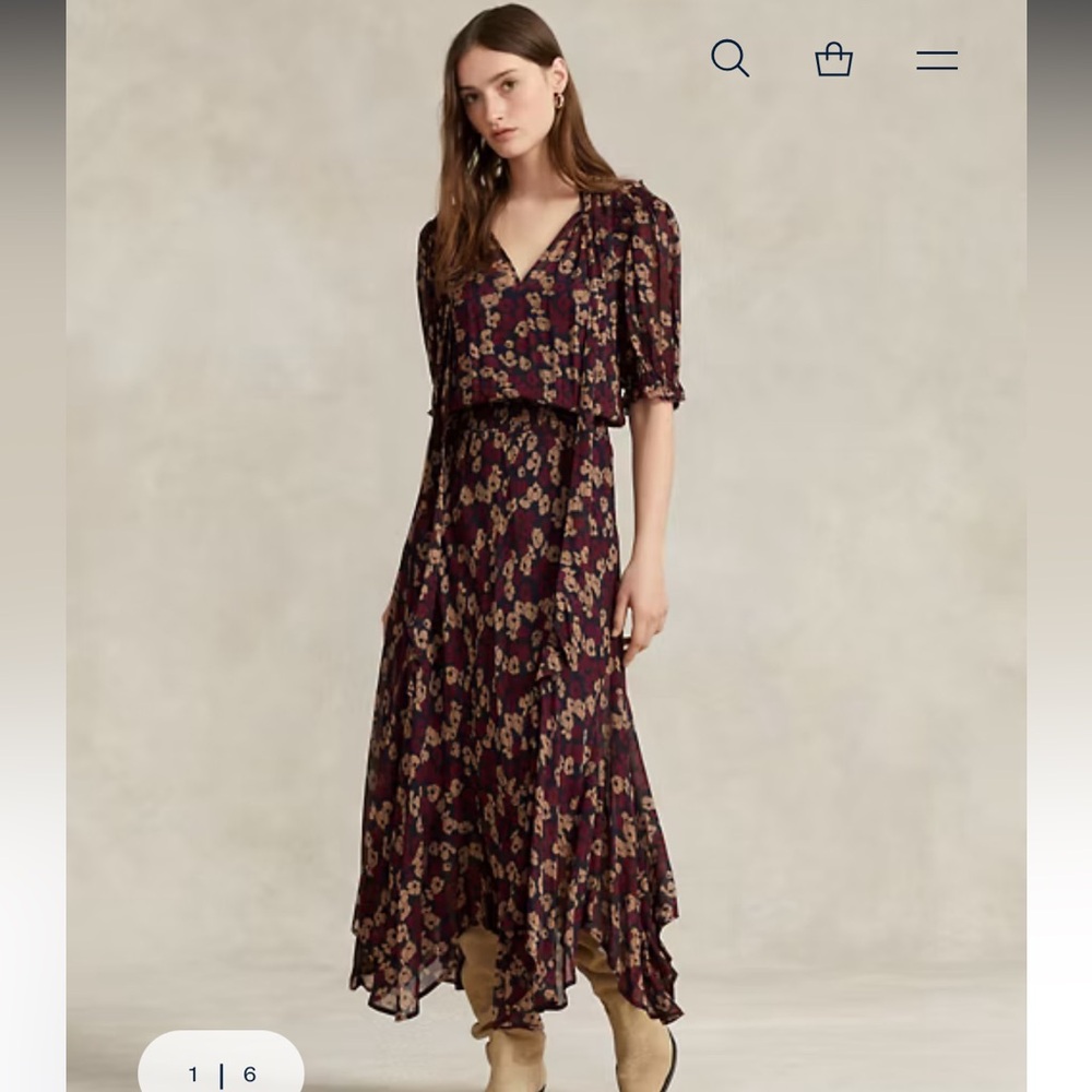 Ralph Lauren Floral Neck Tie Dress NEW with tags 
Retail: $600